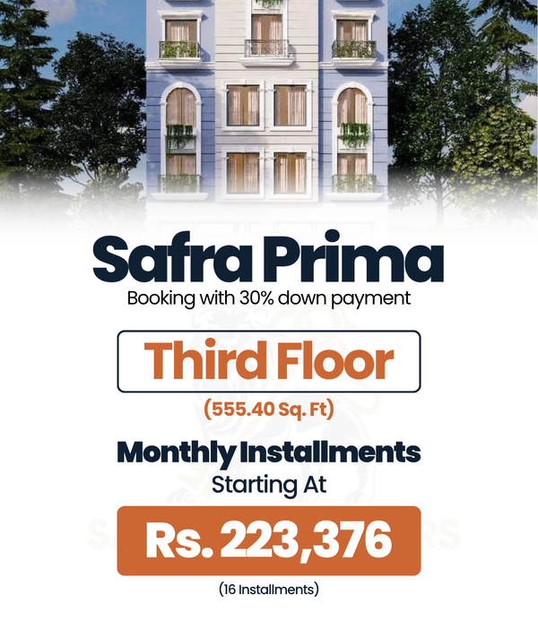 Third Floor Apartment# 3 (555.40 Sq. Ft) Safra Prima
